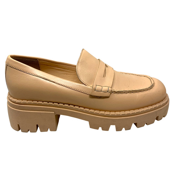 NEW Free People Lyra Lug Sole Tan Leather Loafers Chunky Platform Sz 39 NWOB - Picture 3 of 11